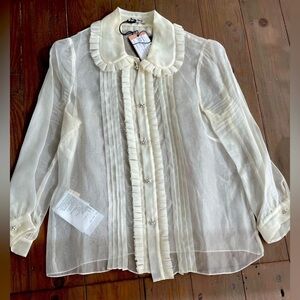 Miu Miu organza crystal embellished blouse NWT